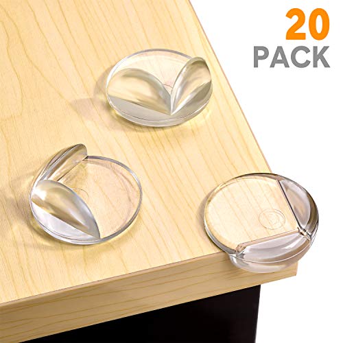 BALFER® Protezioni per angoli, 20 pezzi con adesivo forte per il loro riutilizzo, adatte per proteggere neonati e bambini dagli spigoli, colore: trasparente