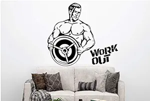VVWV Work Out Gym Wall Stickers for Home Living Kids Bed Room Hall Kitchen Wall Decor Stickers PVC Vinyl Decals L X H 55 X 80 CMS