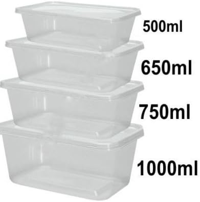 Re-usable plastic food container (Ideal for the Microwave,Fridge,Freezer,Dishwasher)0.75 litre capacity, 10 pack microtubs