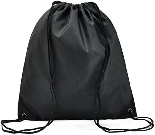 Zedtom Drawstring Bag Waterproof Solid Color Shoulder Backbag Gym Folding Bag for School Travel or Sport(Black)