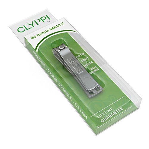 Nail Clippers For Toenails by Clyppi - Swing Out Nail Cleaner / File - Popular Gifts For Men & Women - Sharpest Stainless Steel Clipper - Wide Easy Press Lever - Best Large Nail Cutter
