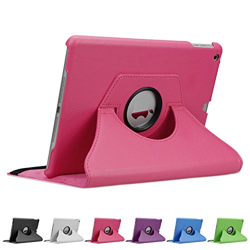 doupi 360° Deluxe Schutzhülle für iPad Air ( 1. Gen. ) Smart Case Sleep / Wake Funktion 360 Grad drehbar Etui Kunstleder Schutz Hülle Ständer Displayschutz Cover Tasche, pink