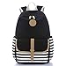 Produktbild Adrette französische Breton nautische gestreift Rucksack Rucksack Marine Matrose Marine Streifchen Schultaschen für Frauen Damen Mädchen 3-schwarz