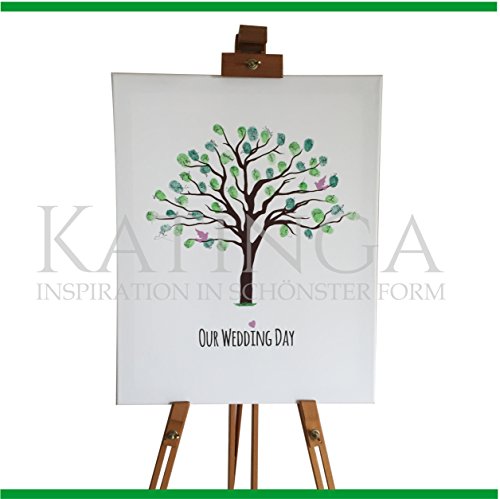 Leinwand zur Hochzeit -Motiv BAUM – als Gästebuch für Fingerabdrücke (30×40) - 3