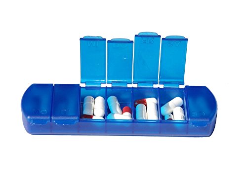 Pillendose für 7 Tage, Tablettendose von MaxBox, Pillenbox mit getrennten Fächern – blau - 3