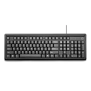HP 100 Wired Keyboard with USB Compatibility,Numeric keypad, Full Range of 109 Key(Including 12 Function Keys and 3 Hotkeys),Adjustable Height and Contoured Design.3-Years Warranty (2UN30AA)