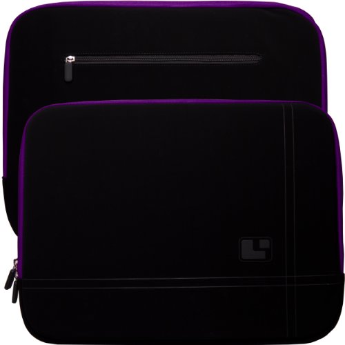 SumacLife schwarz MIcrofiber Microfaser-Hülle Shock Resistant Stoßfest Pouch Notebooktasche 39,6 cm (15,6 Zoll) Notebook für Acer Aspire Style Sony Vaio Asus Fujitsu Lifebook Samsung Serie Toshiba Satellite Apple Macbook Pro HP (schwarz-Lila) - 6