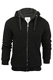 Capucha con cordón. Brave Soul Zone Sherpa - Chaqueta con capucha y cremallera para hombre, forro polar negro X-Large