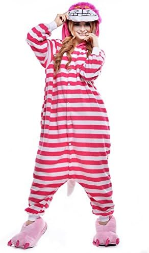 Cheshire Cat Adult Men Women Unisex Animal Sleepsuit Kigurumi Cosplay Costume Pajamas Outfit Nonopnd Nightclothes Onesies Halloween Cheap Costume Clothing (L(172CM-180CM))