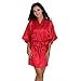 Produktbild MOIKA Damen Nachtwäsche, New Women's Pure Short Kimono Silk Robe Sleepwear Nachtwäsche Kleid Dessous Unterwäsche(L,Rot)