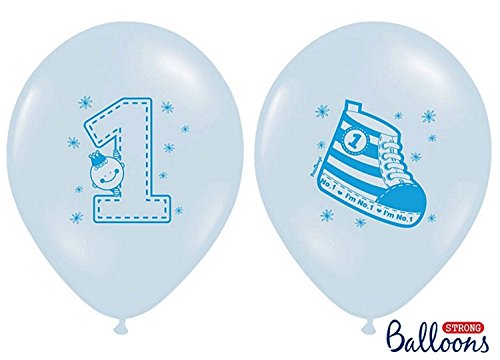 FesteFeiern® Kinder-Geburtstagsdeko erster 1. Geburtstag | 20 Teile für Jungen hellblau, blau und bunt mit Wimpel, Laternen und Luftballons. (1. Party Set) - 3
