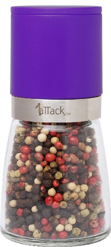 Pfeffermühle Salzmühle Gewürzmühle unbefüllt mit Keramik Mahlwerk in Geschenk Verpackung - 140ml - Höhe 13.5cm - pflaume violett
