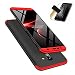 Produktbild Samsung Galaxy J6 Plus Handyhülle, LaiXin Samsung Galaxy J6 Plus 2018 Hülle mit Tempered Glas Schutzglas 360 Grad Case Schutzhülle PC Plastik Cover Kratzfeste Stoßdämpfende Bumper - Rot/Schwarz