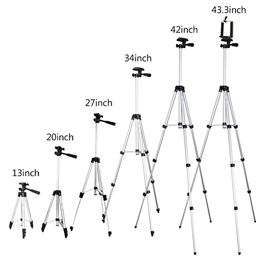Treppiede Smartphone, PEMOTech 43 Pollici Alluminio Cavalletto Treppiedi + Universale Vite Titolare Monte Smartphone + Bluetooth Wireless Telecomando Controllo Camera Shutter per iPhone X 8/8 Plus 7/7 Plus 6s/6s Plus 6/6 Plus SE/5s/5 Samsung Galaxy S7/S7 Edge S6/S6 Edge S5 S4 etc (43