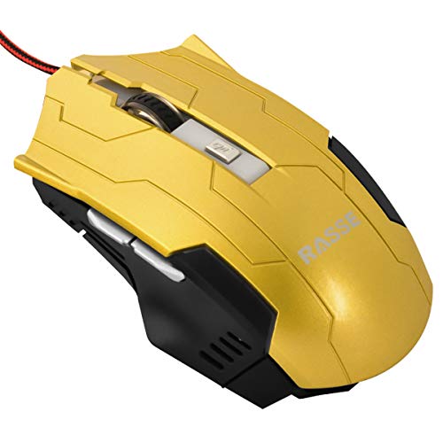 Preisvergleich Produktbild Kabelgebundene Gaming Maus, Büromaus mit 4 DPI Einstellstufen, optische Laptop PC Computermaus mit 6 programmierbaren Tasten und LED Atembeleuchten, ergonomische Mäuse für Windows XP und Linux