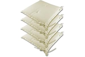 Detex® 4X Coussins de Chaise Crème Sydney Outdoor Hydrofuge 45 x 40 x 6 cm Coussin d'assise Garniture Chaise de Jardin