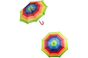 LUPSTY Gem Imports Kids Childrens Rainbow Crook Handle Umbrella Rainbow Stripe Umbrella