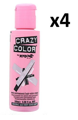 4 X Crazy Color Renbow Semi-Permanent Hair Colour Cream Dye 100ml Box of Four-Ice Mauve ...