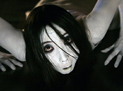 Halloween The Grudge Make Up Set - Includes: 1x White Foundation, 1x Face Paint Sponge, 1x Black Eyeshadow, 1x Black Hairspray