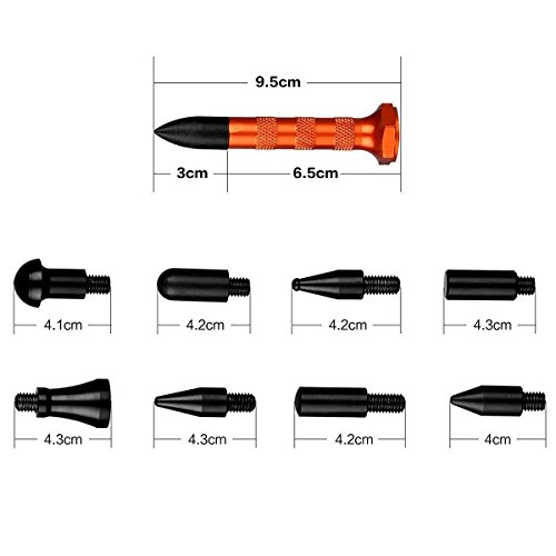 Fozela PDR 10Pcs Dent Repair Tool Kits Ausbeulen ohne Lackieren Tippen Sie unten Werkzeuge Dent Hammer DIY PDR-Werkzeuge, PDR Gummikopf Dent Hammer & 9 Leiter PDR Tap unten für Auto Kfz-Reparatur Auto Body Dent Remover - 3