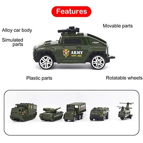 Dreamon Spielzeugautos Militär Fahrzeuge Spielzeug Set Mini Cars Modelle aus Metalllegierung für Kinder ab 3 Jahren,6 Pcs - 3