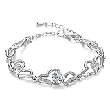 Yellow Chimes White Crystal CZ Heart Charm Bracelet for Women and Girls. Perfect to Gift!