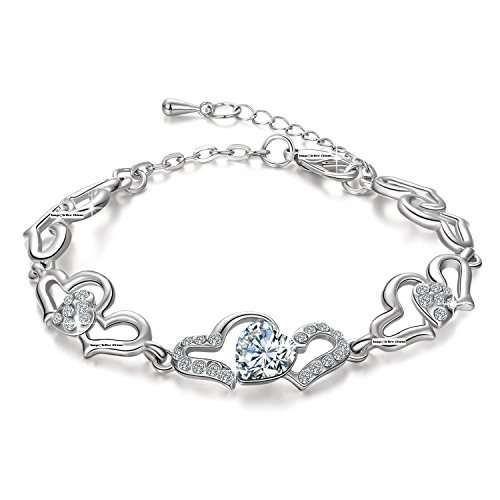 Yellow Chimes White Crystal CZ Heart Charm Bracelet for Women and Girls. Perfect to Gift!