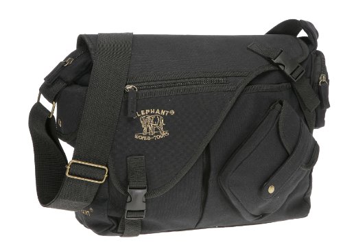 Elephant Jack Bag Canvas Notebooktasche Schultertasche 11822 Schwarz