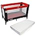 iSafe Rest & Play Luxury Travel Cot/Playpen - Warm Red (Black/Red) 120 cm x 60 cm Complete With Mattress