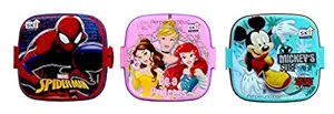 Perpetual Bliss (Pack of 5) Fancy Disney Theme Square Lunch Box Double Layer for Kids Return Gifts (Dimension)cm: 13x13x10