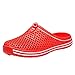 Produktbild ZIYOU Damen Herren Paare Pantoffeln Unisex Aushöhlen Rutschfeste Hausschuhe Strand Outdoor Schuhe(Rot,43 EU)
