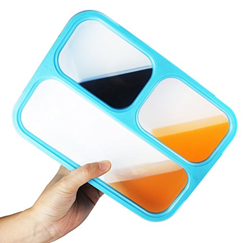 AckMond Mittagessen Bento Box, Mikrowelle und Spülmaschinenfest Lunch Box mit 3 Separate Dichtungs-Behälter (2 Stück) - 5