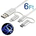 Produktbild Multi USB Ladekabel, 3in1 Sync/Ladekabel Stecker mit Micro-USB, USB-C(TM) und Lightning- Blau led