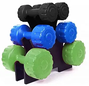 Aurion 12kg Dumbbell Workout Weight Set Including Stand - PVC Coated Exercise & Fitness Dumbbell for Home Gym Equipment Workouts Strength Training for Women, Men.(1 kg+2kg+3kg)