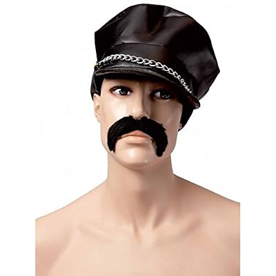 P'tit Clown 17105 Casquette de Biker Adulte avec Chaîne - Simili Cuir Noir