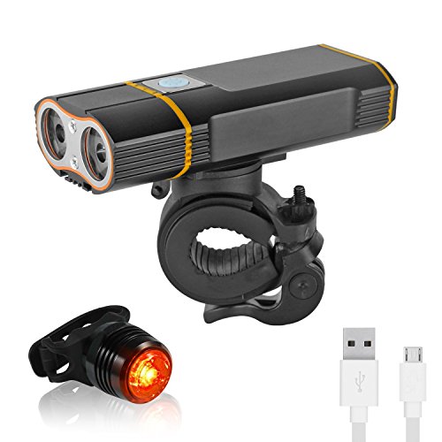 USB Fahrradlicht Set - USB-wiederaufladbare Fahrrad-Scheinwerfer und LED-Rücklicht - wasserdichtes Fahrrad-vorderes hinteres Licht passt ALLE Fahrräder