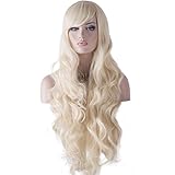 DAOTS 32" Cosplay Wigs Long Wig Hair Heat Resistant Curly Wave Hairs for Women(Light blonde)