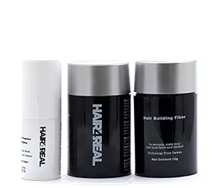 Hair4Real 12gx2 (Total 24g) Black Hair Thickening Fibers with Locking Spray 30ml (Pack of 3)