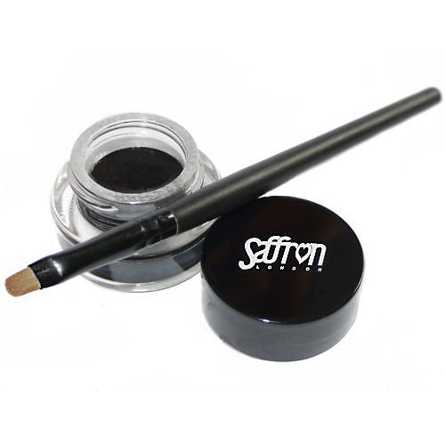 Saffron Waterproof Black Gel Eyeliner with Brush - 2.8g