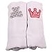 Minene Muslin Squares with A Embroidered Teddy Bear and Crown (2 Pieces, White and White)