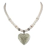 Wunderschöner Dirndlschmuck aus Perlen mit Trachten-Herz, Perlenkette handgefertigt, angenehmes Tragegefühl