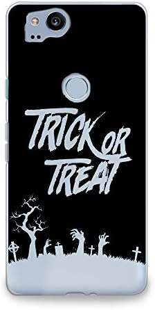 Google Pixel 2 Case, CasesByLorraine Halloween Trick or Treat Clear Transparent Case Flexible TPU Soft Gel Protective Phone Cover for Google Pixel 2 (2017) (P109)