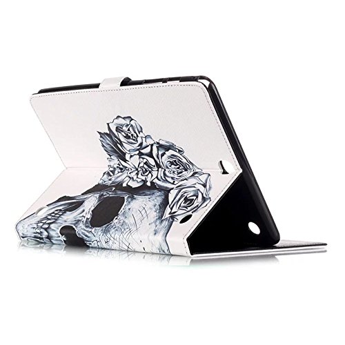 Samsung Galaxy Tab A 9.7 SM-T550 Hülle, DEENOR Bunt Malerei und Stilvoll Zeichnung Brieftasche Case Buch-Stil PU Leder Flip Protective Stand Tasche Schutzhülle Hülle für Samsung Galaxy Tab A 9.7 SM-T550. (Flowers Skull) - 4