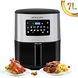 Enklov Friteuse sans Huile 7L Grande Capacité Puissance 1700W avec Écran Tactile LED, Température et Minuteur Réglable, Panier amovible