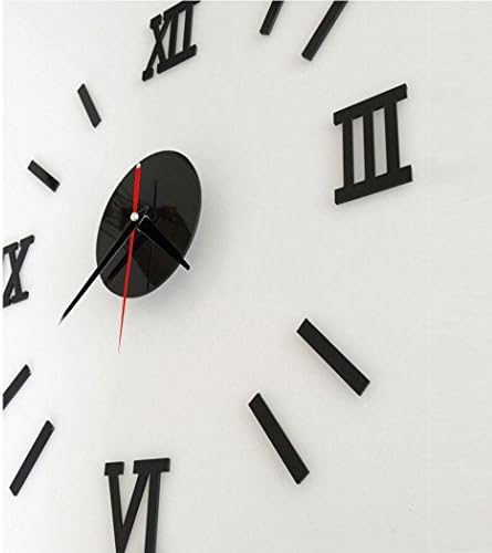 Wall Stickers - All4you Waterproof 3D Mirror Surface Roman Numerals Wall Clock Stickers for Home Decor Kitchen Bathrooms(Black)