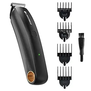 Zebronics ZEB-HT101 Cordless/Cord use Trimmer with up to 90mins backup, USB fast charge, Rounded tip stainless steel blade, 4 guide combs, Washable attachments, LED indicator and ABS material(Black)