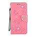 Price comparison product image JOMA E-Shop Huawei Mate 20 Lite Case,Bling Diamond Embossed Butterfly PU Leather Case Wallet Cover with Card Slots & Stand Function Protective Folio Flip Case for Huawei Mate 20 Lite (Pink)