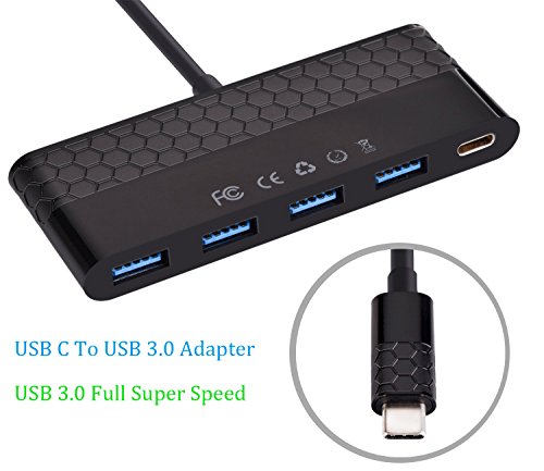 Mokin USB 3.1 usb-c zu 4 Ports USB 3.0 HUB mit Power Lade Port Adapter für USB C Port New MacBook, MacBook Pro 2015/2016/2017, Google Chromebook Pixel, und mehr Schwarz - 2