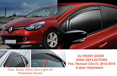 2x Deflectores de Aire Compatible con Renault Clio IV Mk4 2012-2019 5-puertas Derivabrisas Cortavientos para ventanilla protección sol lluvia nieve viento Vidrio acrílico PMMA de primera calidad