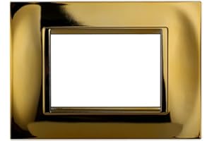 ZOREI Placca Compatibile Con Bticino Living, Placche Plastica Quadrata, 1 Pezzo (3 Posti/Moduli,Oro Lucido)